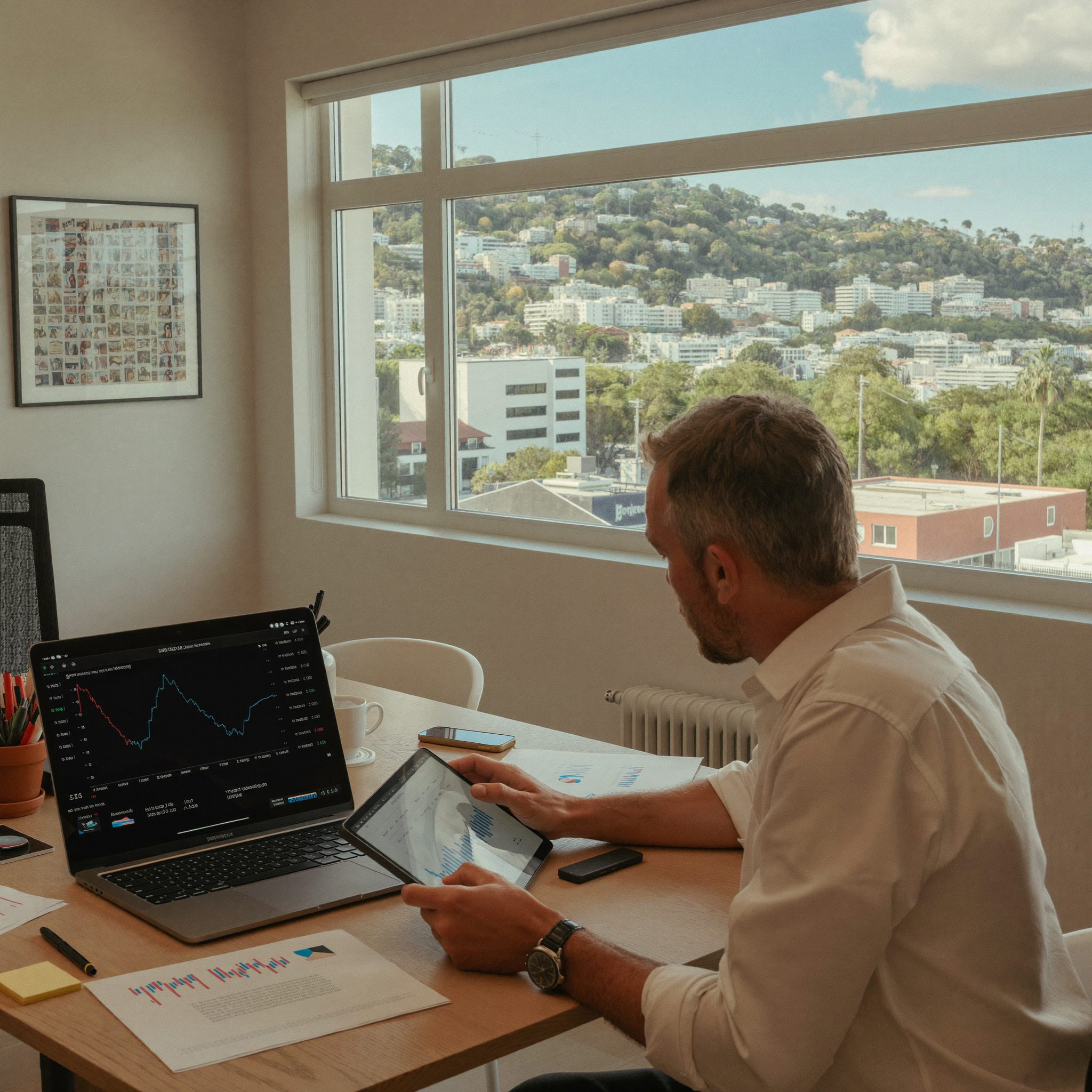 Business owner reviewing cash flow figures in a finance meeting